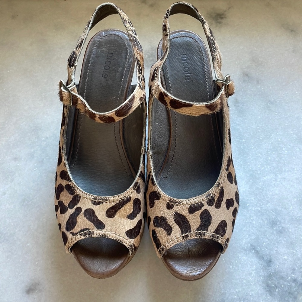 Nicole animal print fur wedges